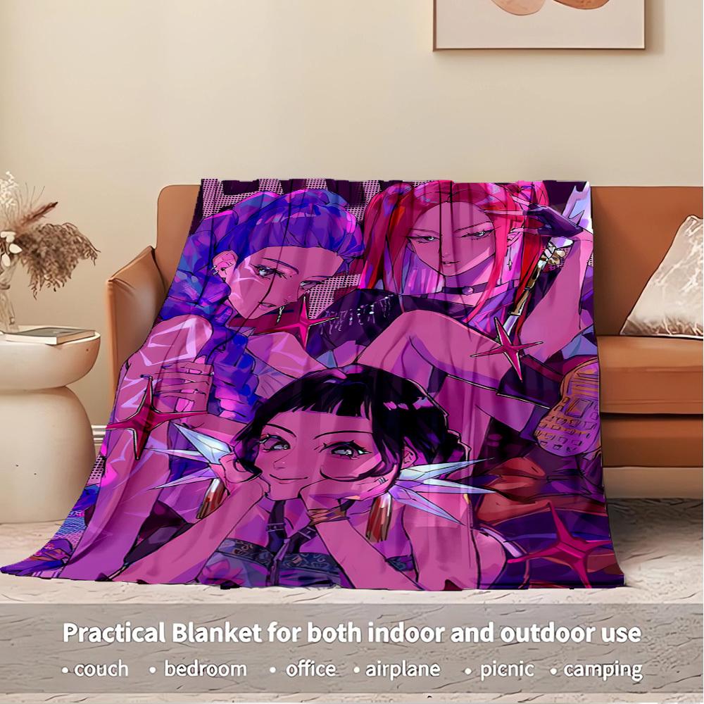 K-POP Anime Dívčí Skupina Čtyři Roční Období Měkká Teplá Přikrývka Celoroční Silně Pletená Polyesterová Přehoz na Postel, Kempování, Cestování Perfektní Dárek