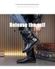 Bottes western en cuir pour homme, mi-mollet, automne, à brides croisées, bout carré, grande taille, chaussures décontractées montantes