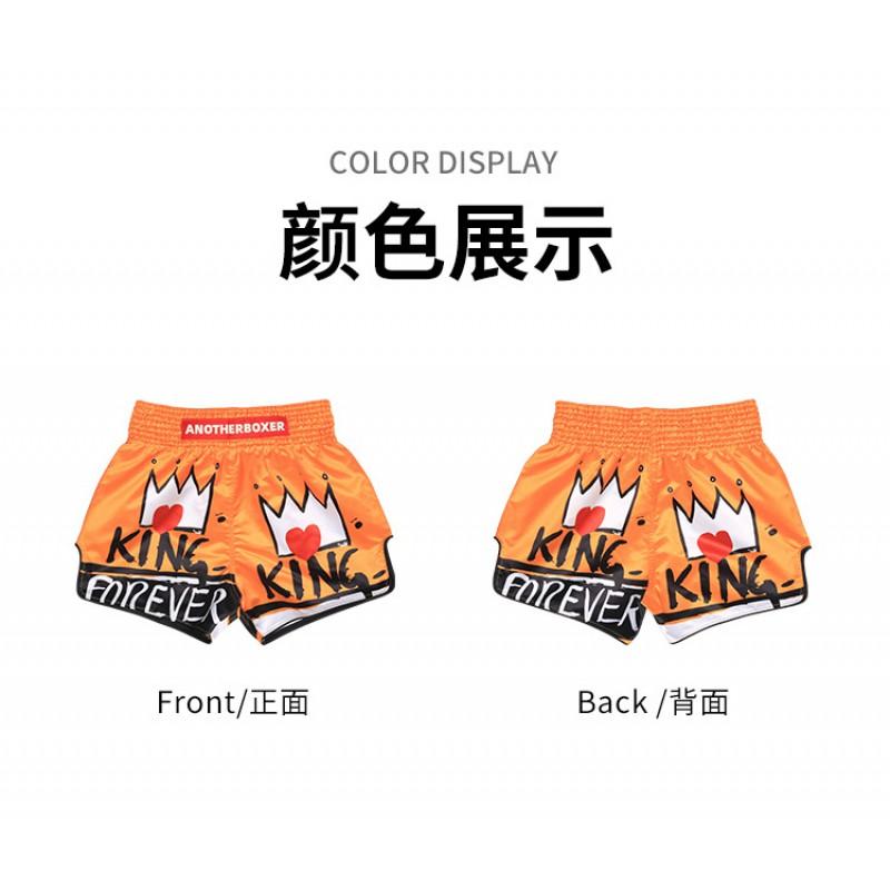 Anotherboxer Printed King Muay Thai Shorts Martial Arts Kickboxing Training Compression Boxing Fighting