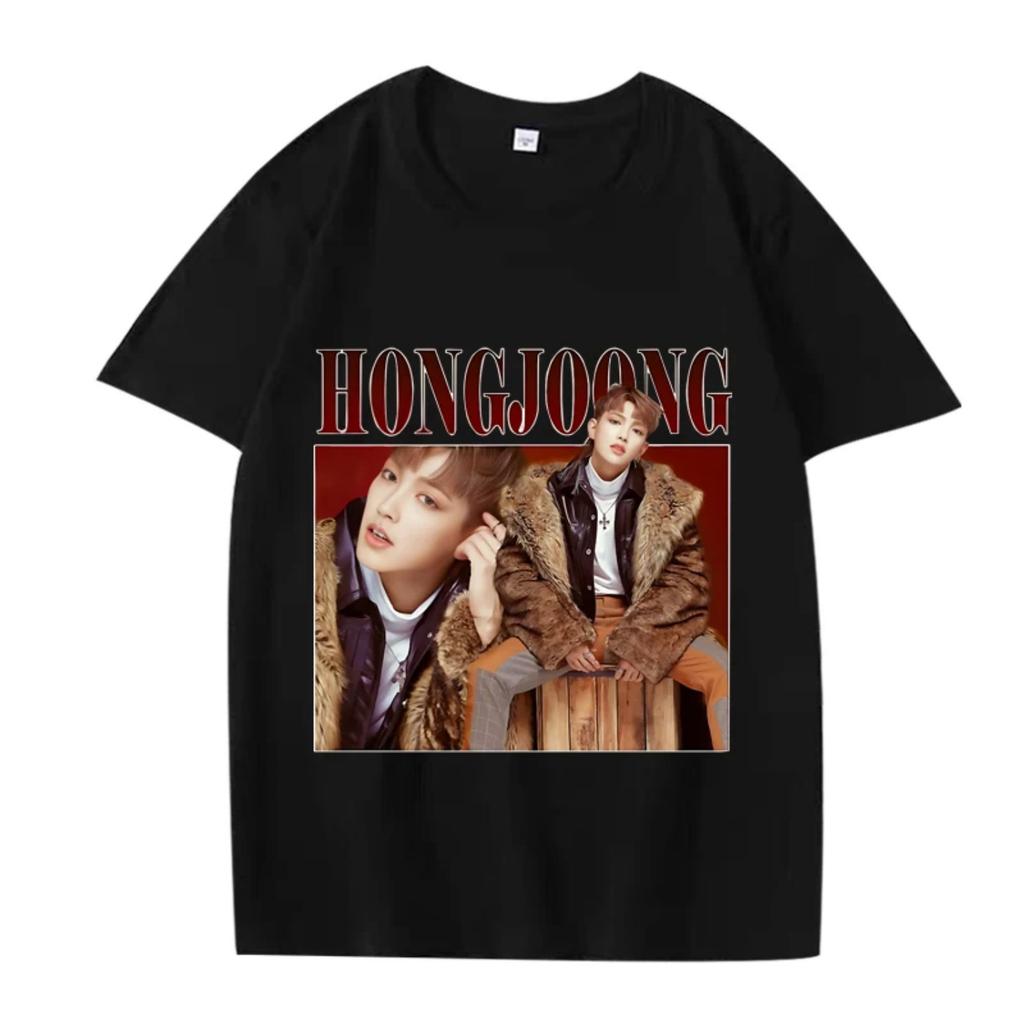 ATEEZ HongJoong k-pop classic graphics T Shirt men ’s women Oversized 100% Cotton short sleeve Summer fashion print Unisex tops