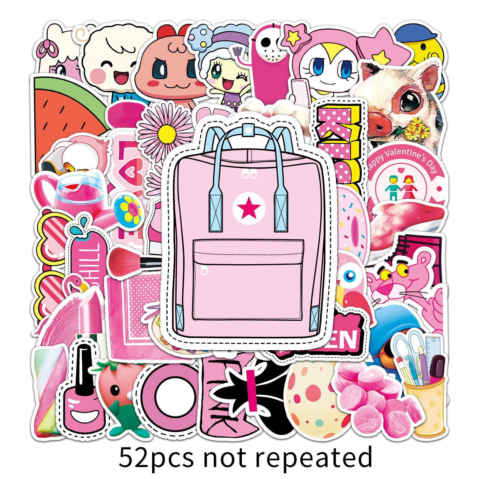 

52 Ins Style Pink Series Small Fresh Suitcase Scooter Car Motorcycle Waterproof Mobile Phone Stickers