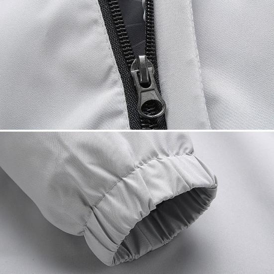 Pánská bunda Jednobarevná bunda s kapucí, dlouhým rukávem, bunda s kapsami, léga na zip, větruodolná, voděodolná, svrchní oblečení na běhání