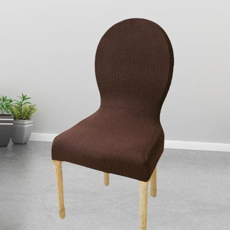 Retro Home Round Back Seat Chair Cover Polar Fleece Slipcovers Protector Case Chair Cover For Room Kitchen Hotel Banquet Cover