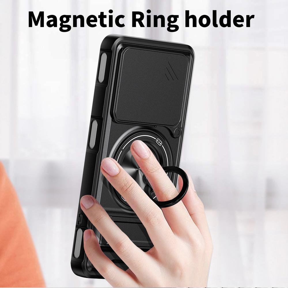 KEYSION Magnetic Phone Case for ZTE Nubia Neo 3 5G Slide Camera Protection Upright Kickstand Shockproof Cover for Nubia Neo 3 5G