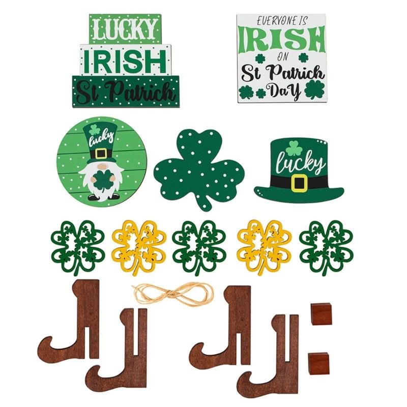 

Patrick s Day Tiered Tray Decorations Gnome Leprechaun s Hat Shamrock Wooden Signs Decorations for Patrick s Day Decor 1