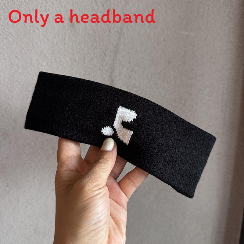

Вязаная повязка на голову с вышивкой для женщин и мужчин, для занятий спортом на открытом воздухе, бега, фитнеса, повязка для пота, спортивный головной убор BlackWhite