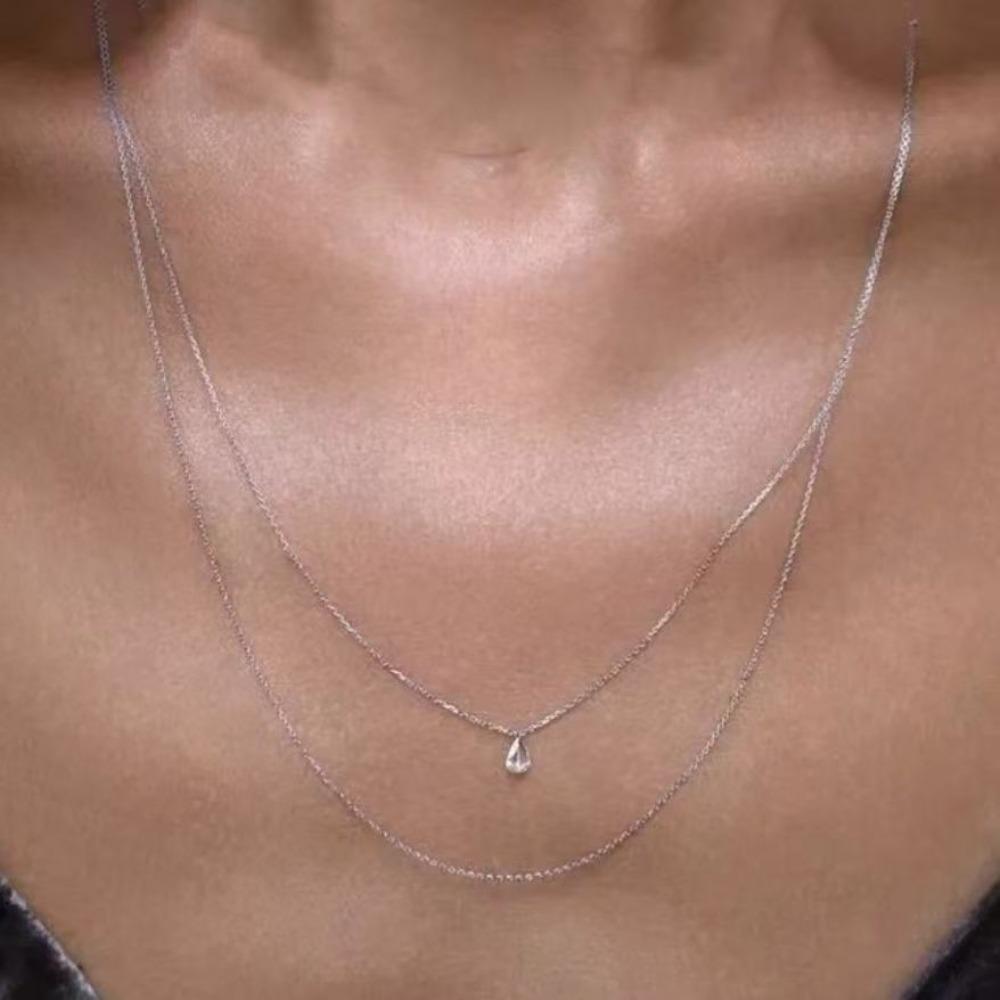 Fără decolorare, Frumoasă, Lanț pentru claviculă din diamant cu conținut ridicat de carbon, Extrem de fin, Poate fi purtat la duș, Fără decolorare, Stivuire pe mai multe straturi