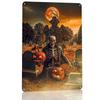 Skeleton With Pumpkins On Halloween Personalized D Textured Metal Poster Wall Art Vintage Tin Signs for Home and Decoration