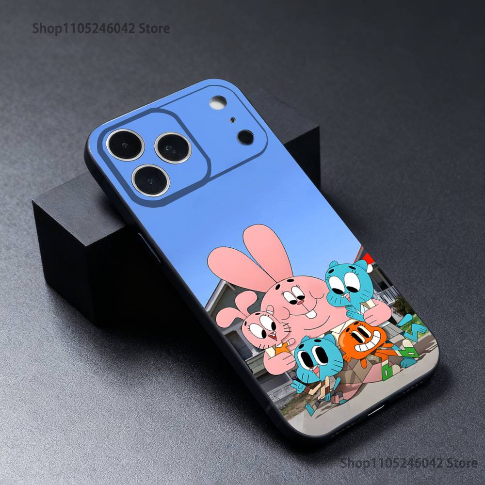 G-Gumballs And D-Darwins Wear-resistant Phone Case For iPhone 17,16,15,14,13,12,11,Pro,Max,Plus Black Soft Cover