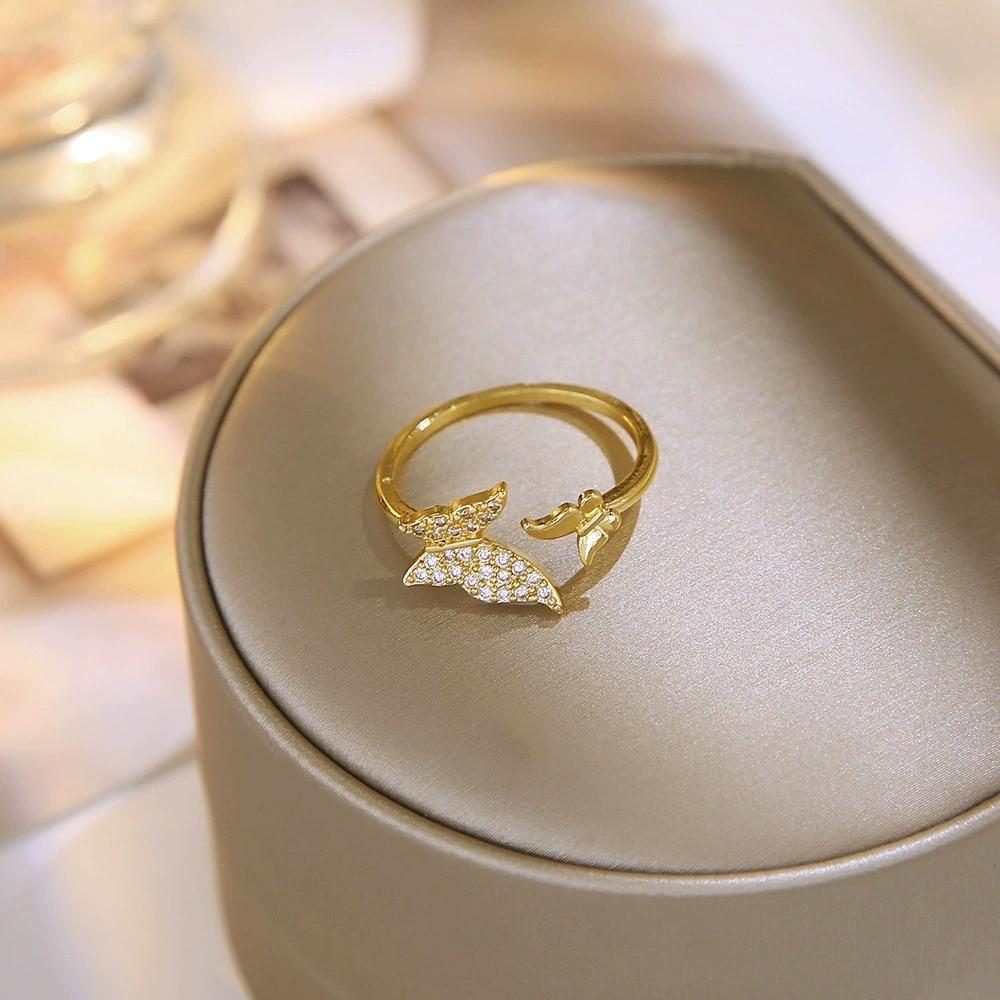 Korean Butterfly Open Rings For Women Gold Color Rhinestone Animal Geometric Ring Female Party Jewelry
