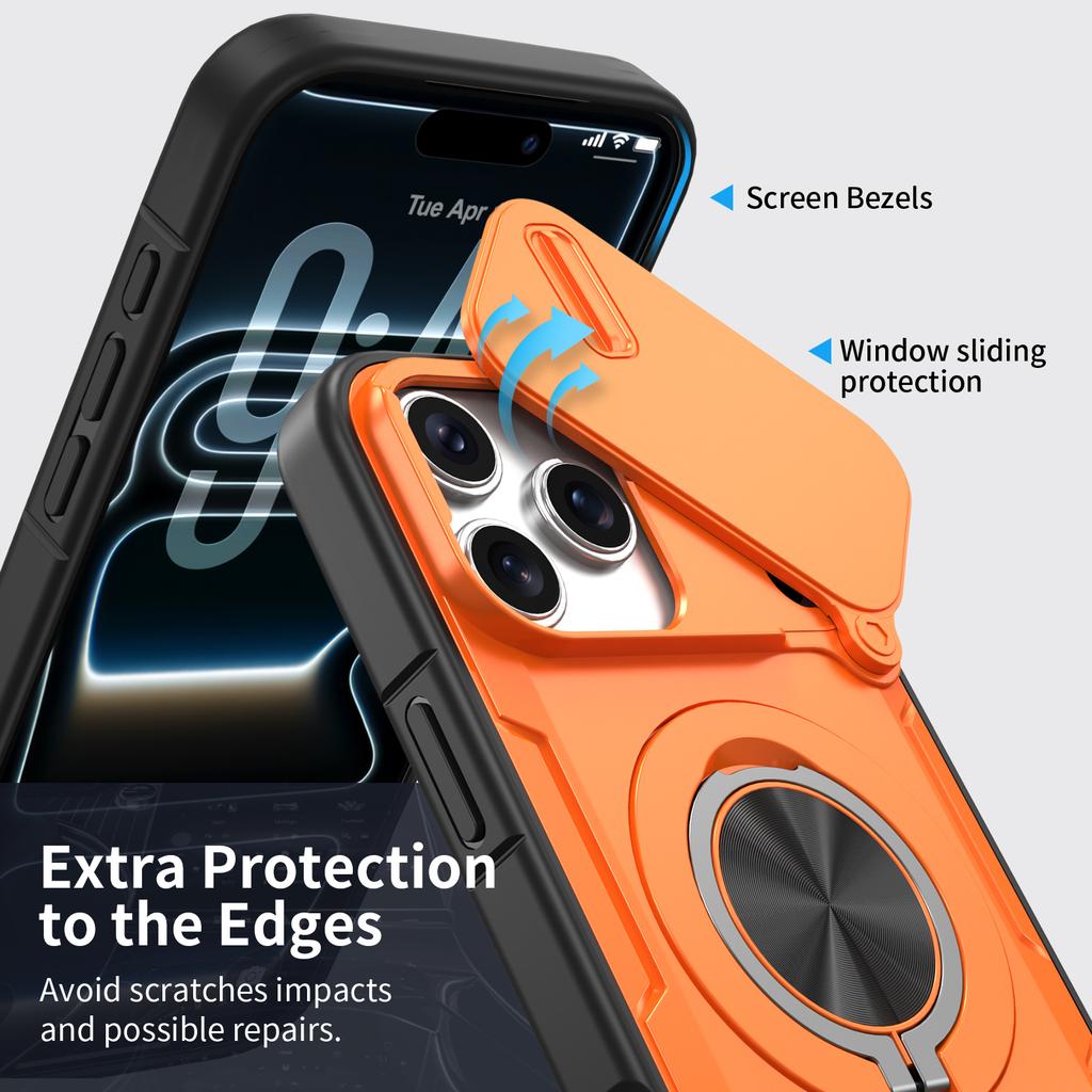 Case for IPhone 12 13 14 15 16 Plus 17 Pro Max N52 Strong Magnetic Wireless Charging Metal Stand Sliding Protection Camera Cover