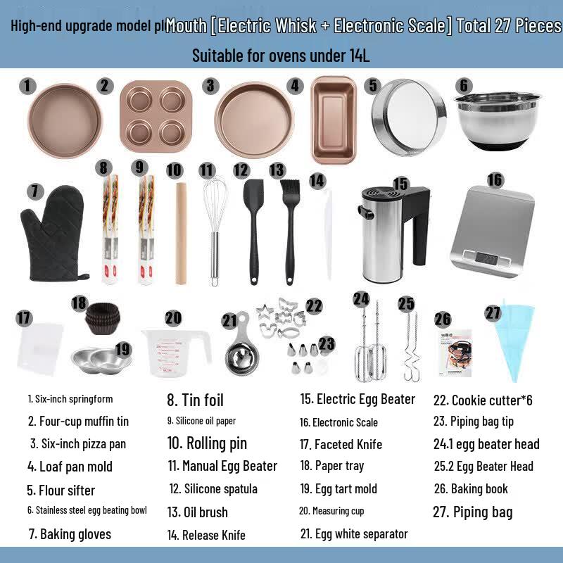 Yuluo French Style Beginner Baking Set with Mini Oven & Electronic Scale