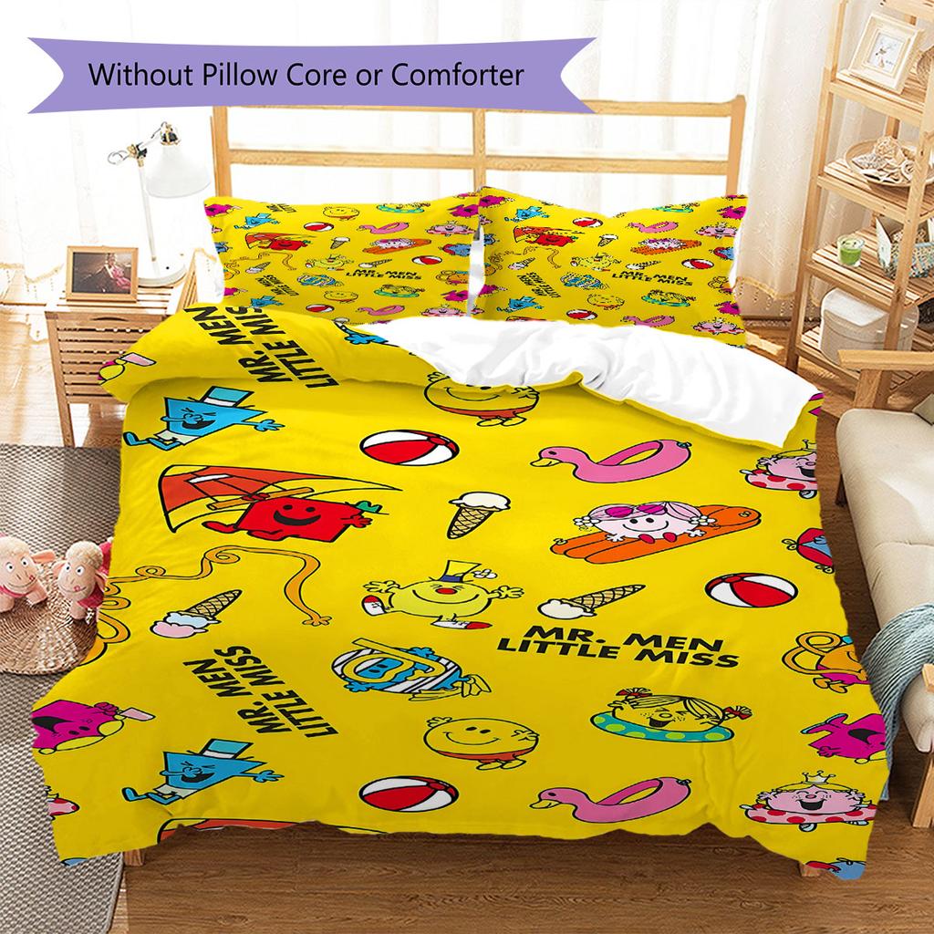Herr. Herren Little Miss Muster Bettwäsche, Steppbett Set Bettbezug Kissenbezug Haus Geburtstag Geschenk(1 Bettbezug + 2 Kissenbezüge, ohne Füllung)