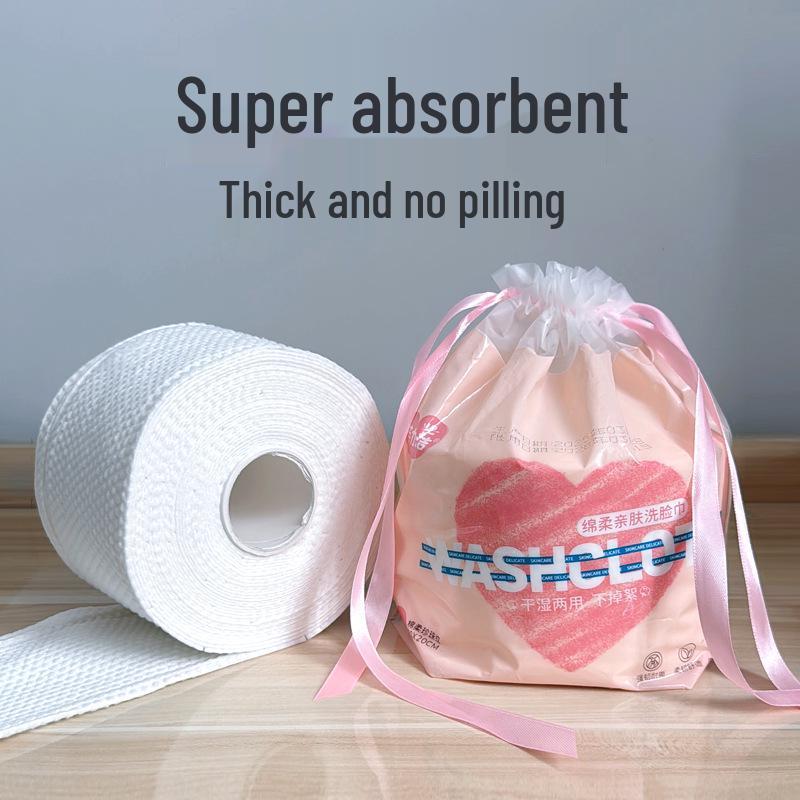 Soft, Hangable Cotton Facial Towel Roll – Pearl Pattern, Disposable Beauty Towels for Makeup Removal, Skin-Friendly & Gentle on Face.