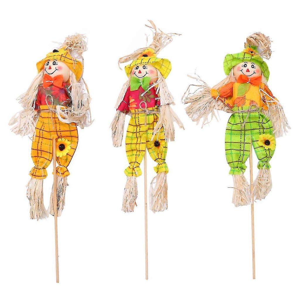 3pcs Halloween Scarecrow Bar Party Decor Swing Ornaments Classroom Layout Decoration Straw Doll Supplies (40cm, Random Style, 3pcs Packed)