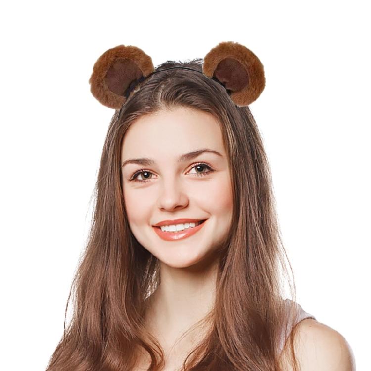 Stretchy Fabric Bear Ears Headwear Skin Friendly Hairband Decorative Hair Hoop Headdress For School Home Parties