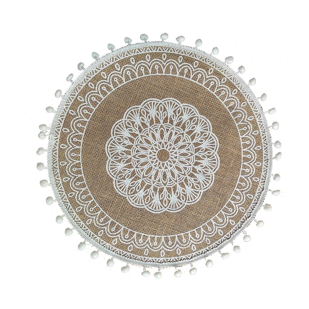 Sottopiatti Rotondi in Juta Naturale con Motivo Floreale Ecologico Vintage Decorazione da Pranzo per Uso Domestico