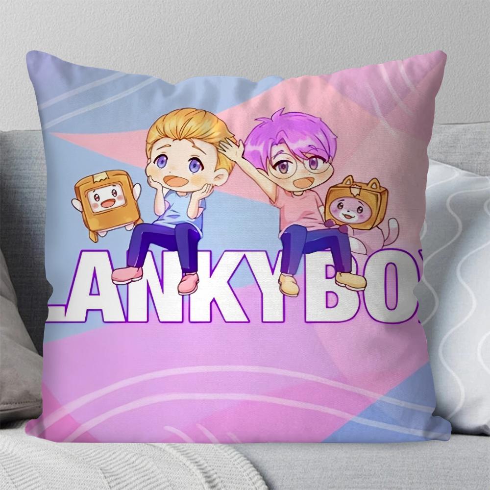 Cartoon-L-Lankybox Pillow Case Square Pillow Bedroom Sofa Leisure Comfort Cushion Car Living Room Home Decoration 40X40