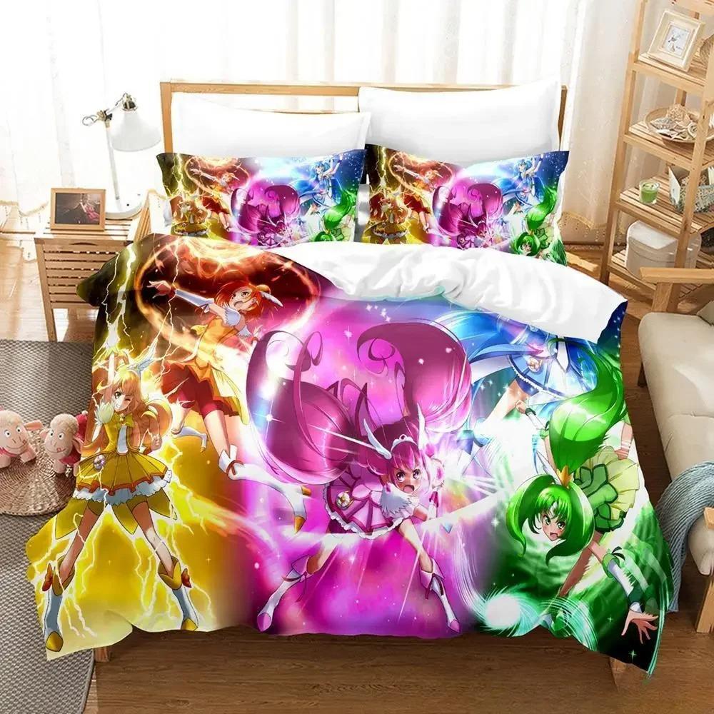 Smile PreCure 3D Anime Bedding Set Single Twin Full Queen King Size Kawaii Duvet Cover for Adult Kid Bedroom