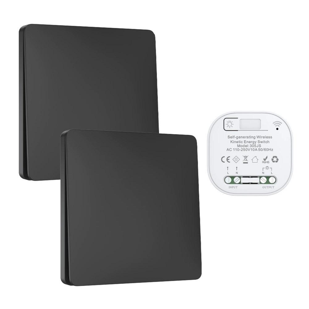 Self-Powered Wireless Remote Control Switch Battery-Free Smart Home Single-pole Switch Self-generating Wireless Energy Switch чёрный