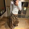 Women's Camo Print Wide Leg Pants with Elastic Waist Band