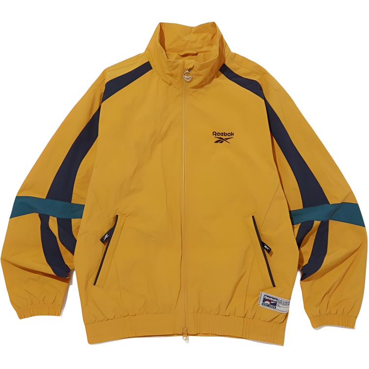 Reebok Legend Warm Up Outdoor Casual Sports Zip Collar Windbreaker Unisex Outerwear Yellow Dark-Blue REJU4EJ13Y3
