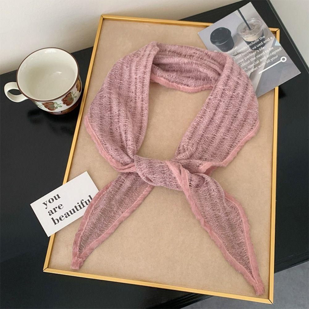 Pure Color Triangle Scarf Hollowed-out Head Wrap Fashion Neck Scarf  Photo Props