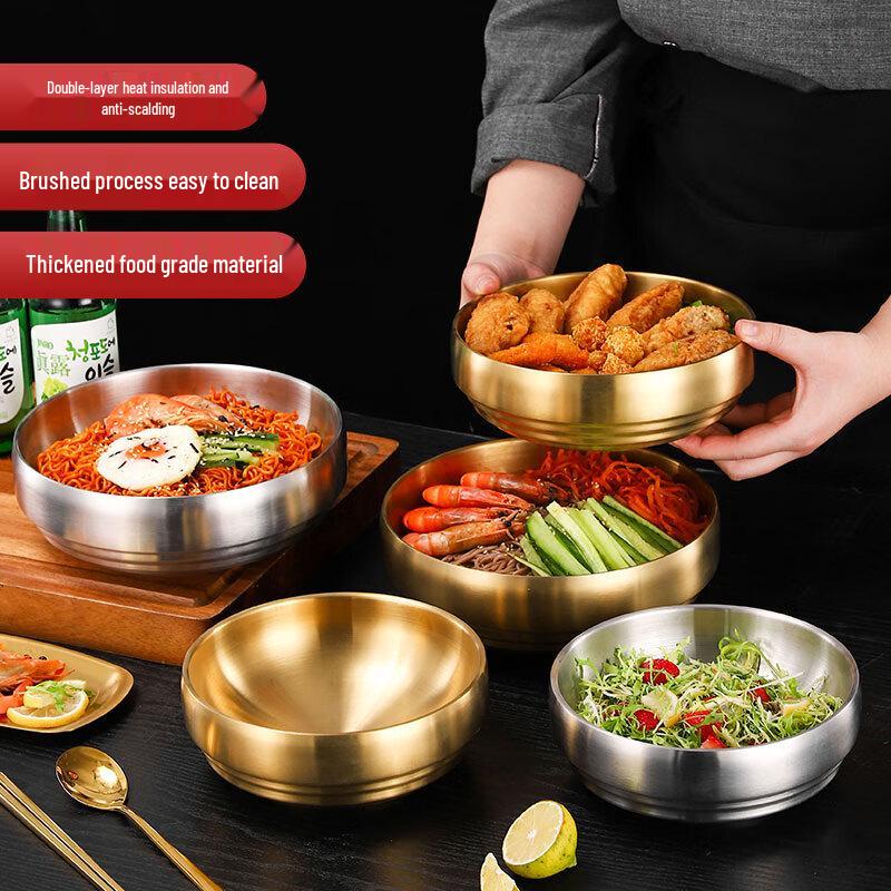 Korean Style Double-Layer Stainless Steel Noodle Bowl