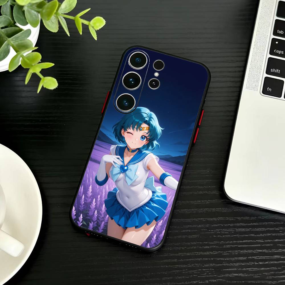 Handyhülle mit Sailor-Moons-Motiv für Samsung S26, S25, S24, S23, S22, S30, S21, Ultra, Plus, FE 5G, Schwarz, Weich