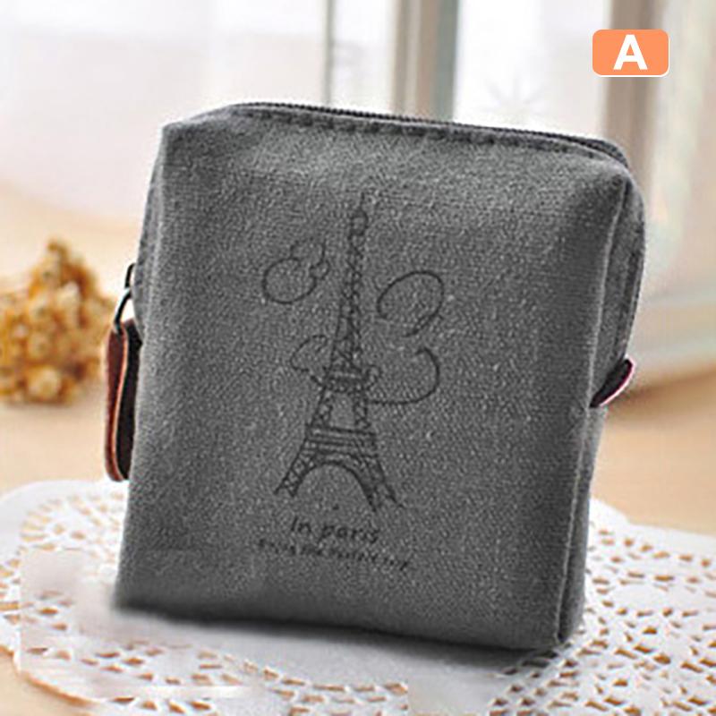 Vintage Paris Münzgeldbörse Koreanische kleine Tasche Nostalgische Erinnerung Canvas Münztasche Urban Simplicity Reißverschluss Geldbörse Münztasche