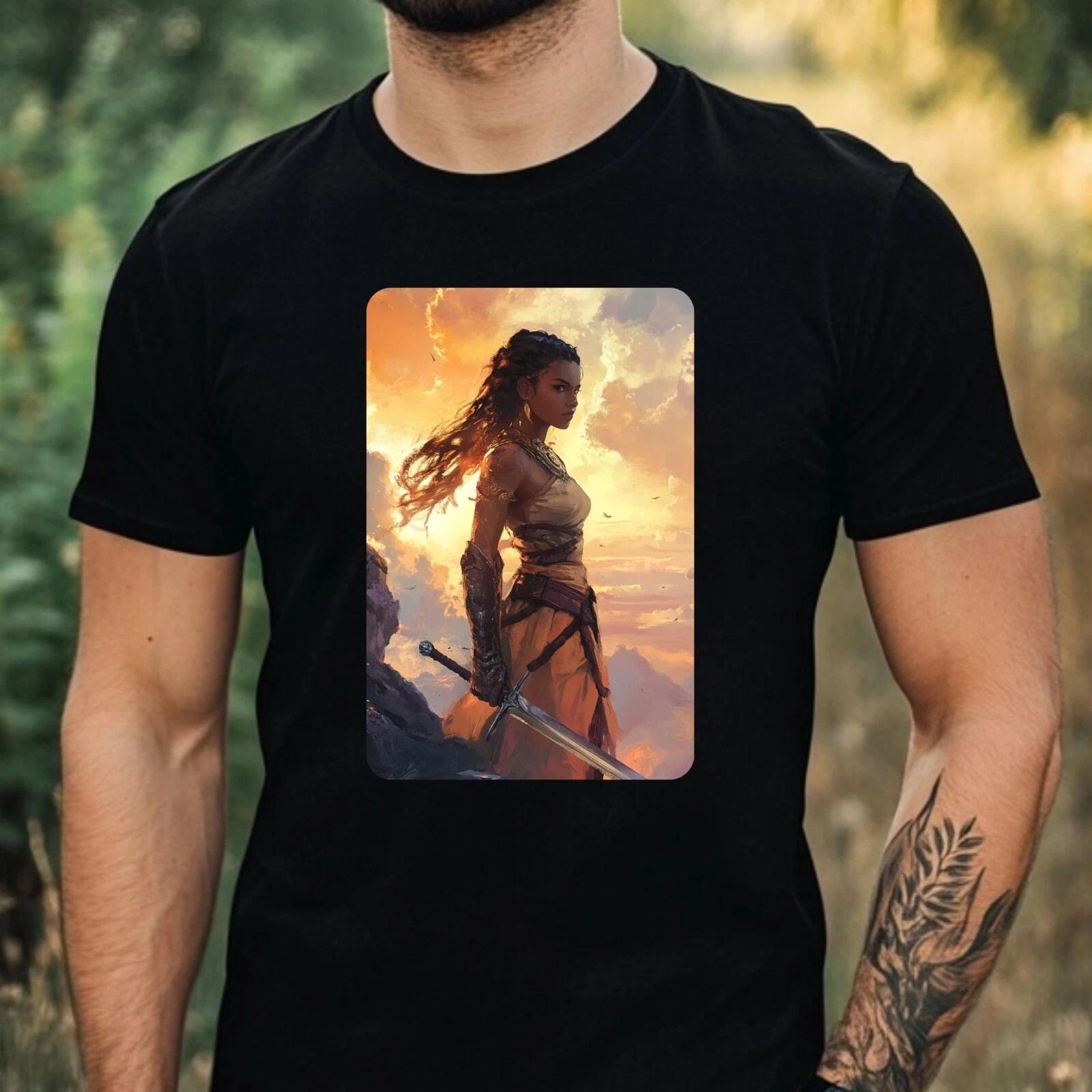 T-Shirt Herren Kriegerin Motiv Baumwolle Größe XS bis 5XL XXXL