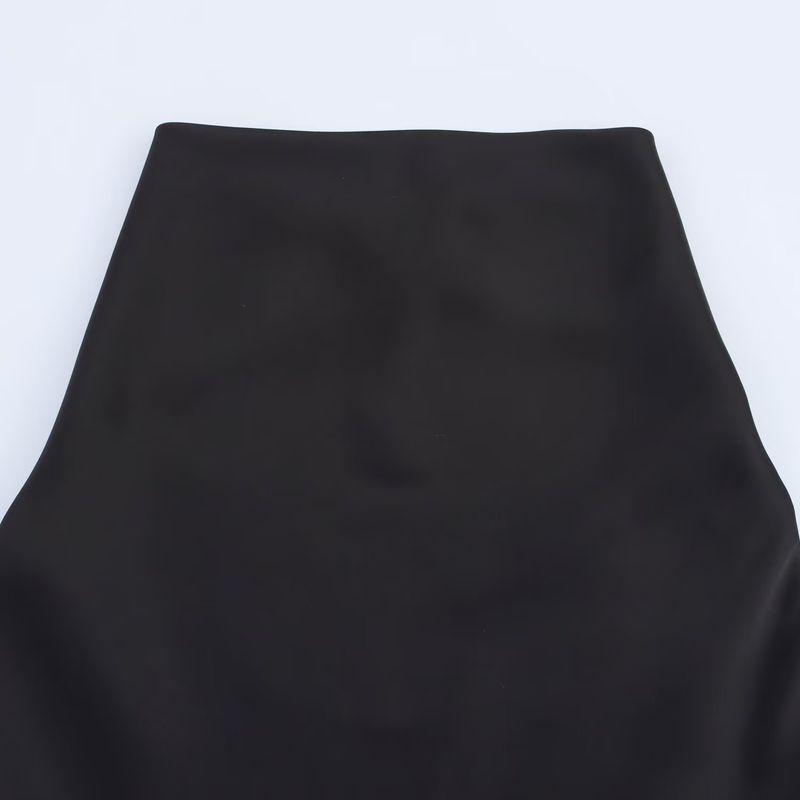 Kaslead New Women Clothes Western Style Fashion Simple Silk Satin Collar Dress 8741074