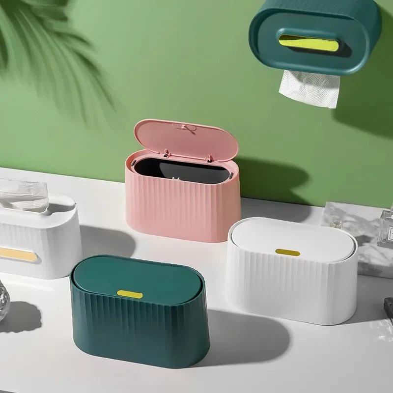 Desktop Cosmetics Storage Box Dust-proof Makeup Organizer for Cotton Pads Swabs Beauty Egg Holder Bathroom Jewelry Organizer