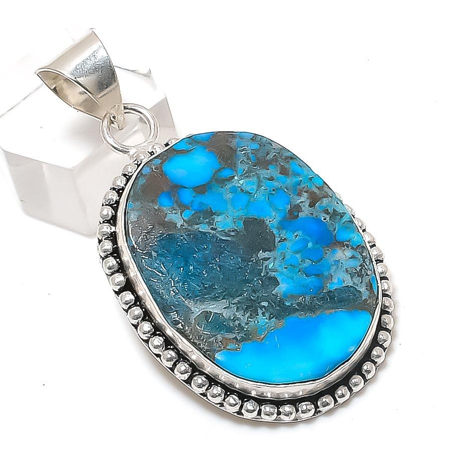 

Tibetan Turquoise Gemstone 925 Sterling Silver Jewelry Pendant 2.05 A8Z20