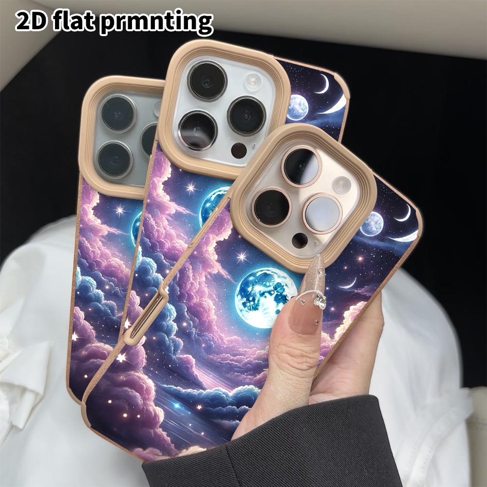 Phone Case: 2D Flat Lambskin Suitable for iPhone 18 17 16 15 14 13 Pro, Galaxy Clouds, Christmas and Halloween Gifts