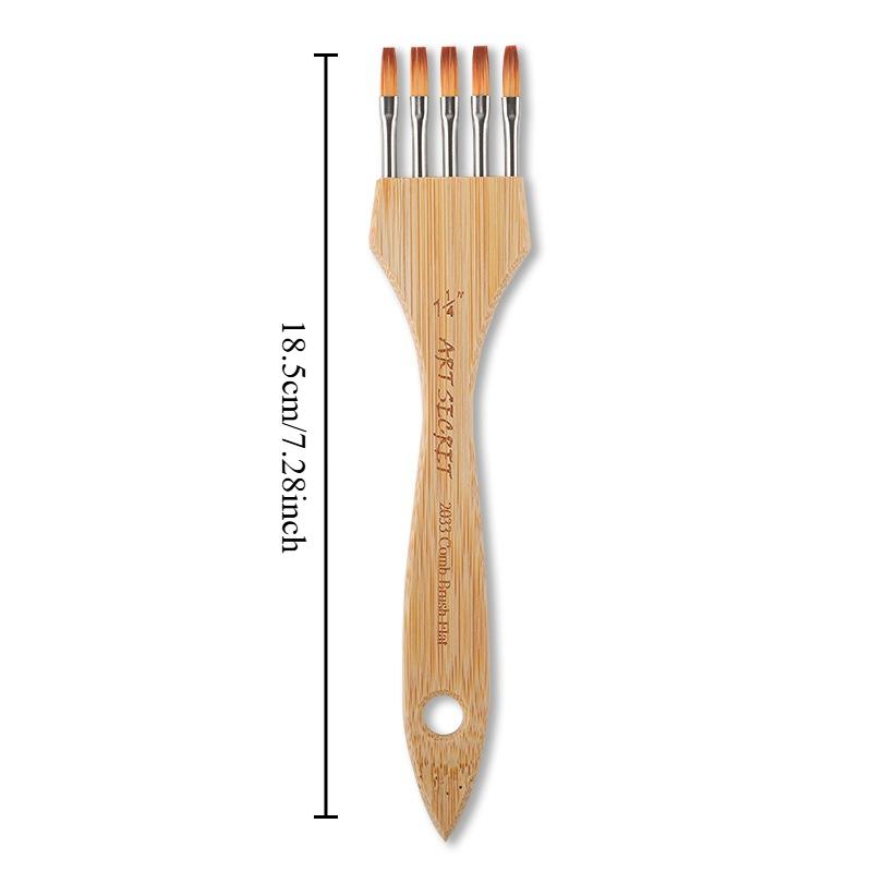 1pcs New Multi Toothed Comb Wooden Flat Head Round Head Art Watercolor Acrylic Brush Nylon Wool Art Stationery