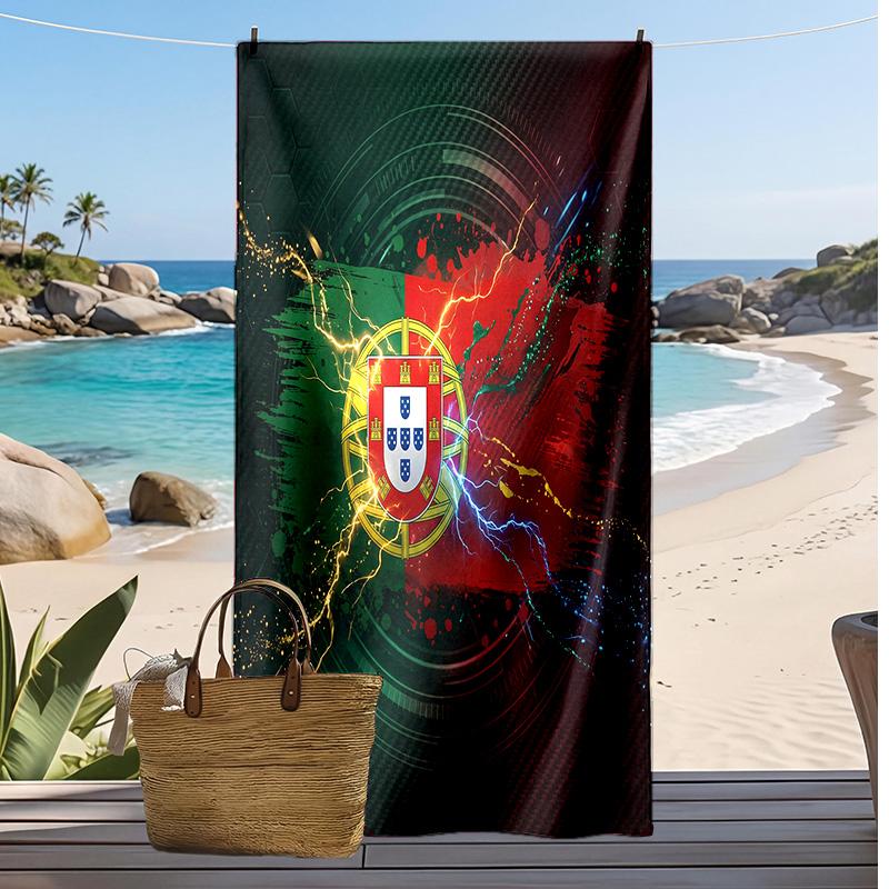 Asciugamano da Spiaggia Stampa Calcio Portogallo Asciugatura Rapida Super Assorbente Morbido Asciugamano da Bagno per Nuoto Spiaggia Viaggio Souvenir Regalo