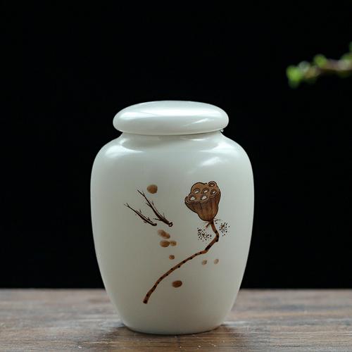 Mini Portable Tea Can Ceramic Small Fragrant Powder Sealed Storage Can Pu'er Black Tea Green Tea Storage