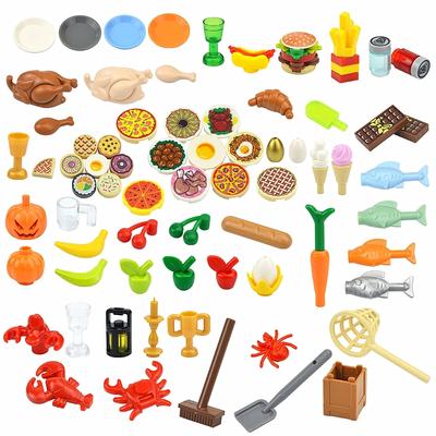 City Friends Mini Akcesoria do Jedzenia z Klocków Ciasto Banan Marchew Ryba Kurczak Frytki Chleb Butelka Zabawka dla Dzieci Klocki Budowlane DIY Prezent