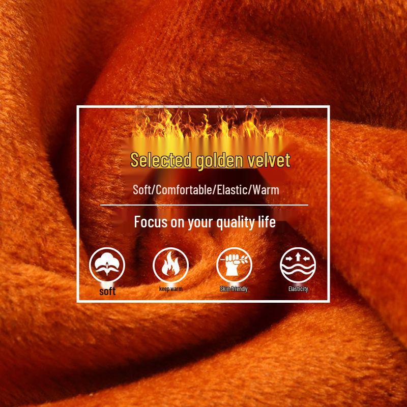 Romon Men's Fleece-Lined Corduroy Pants, Thickened Elastic Waist, Autumn/Winter Warm Casual Style.