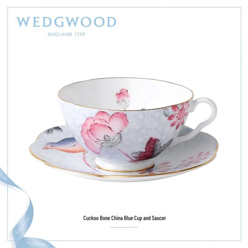 Wedgwood Wild Strawberry Blue Teacup and Saucer Set