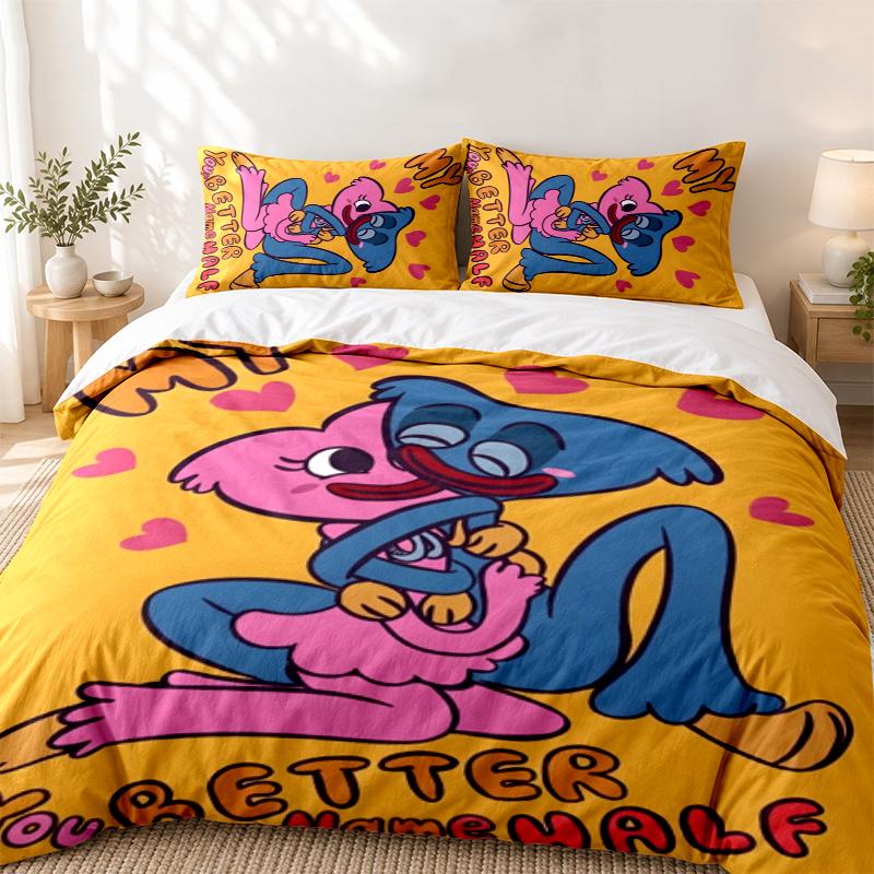 Poppy Playtime Custom Name 3pc set Perfect for bedroom use Comfortable bedding set includes a duvet cover and two pillowcases Ideal birthday or Christ
