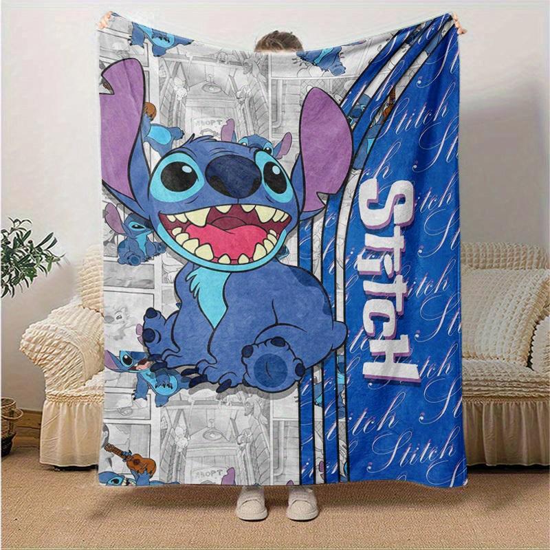 1pc. Stitch Cartoon Print Blanket, Cute Home Office Outdoor Gift for Kids Adults