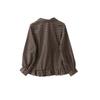 Mori-kei Retro Plaid Bowknot Ruffle Shirt for Women - Spring/Fall