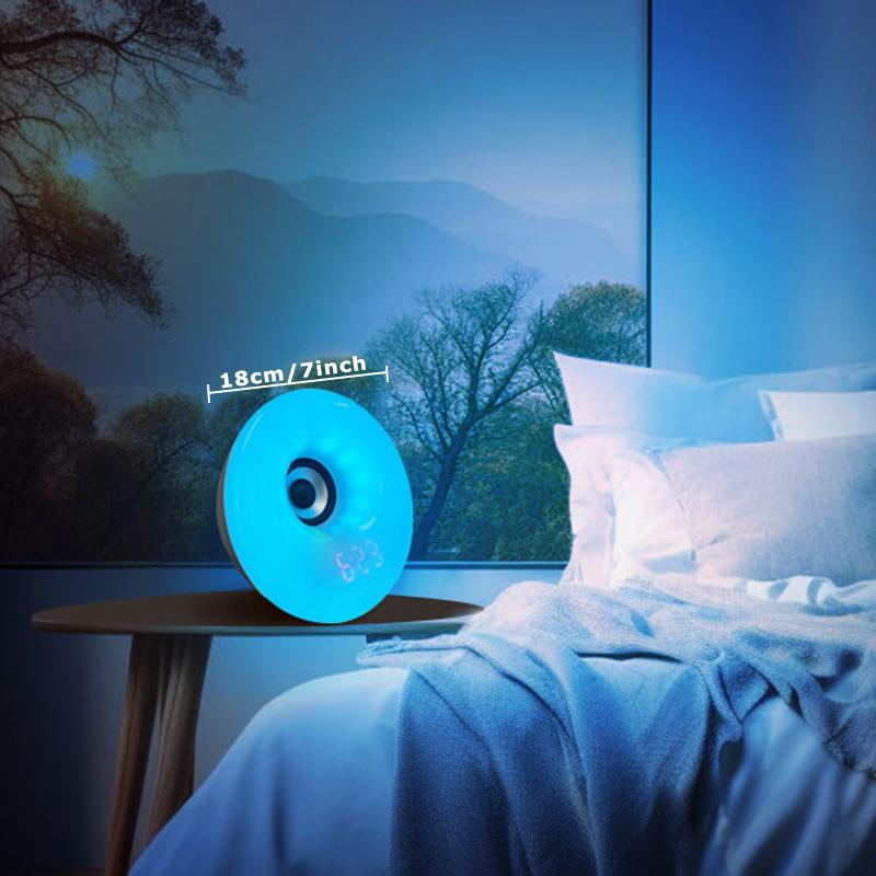 Bluetooth Speaker Clock Wake Up Light Alarm Clock with Sunrise Sunset Simulation Colorful Night Light Music Player  Clock