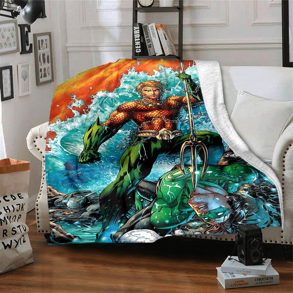 1pc Aquaman, Trident Flannel Throw Blanket Soft, Warm & Cozy for Couch, Bed, Office, and Travel Versatile All Season Gift, Christmas Present