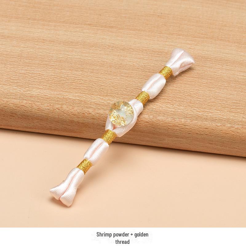 Hengmeihe Ręcznie Robiony Koralikowy Guzik Cheongsam ze Złotej Folii z Wykończeniem Złotą Nicią