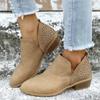 Women's Ankle V Cut Short Boots, Hollow Out Chunky Heel Pointed Toe Shoes, Women's Footwear
