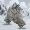 Men's Warm Gloves Winter Touch Screen Knitted Gloves with Leather Label Windproof Motorcycle MTB Bike Cycling Glove Mitten