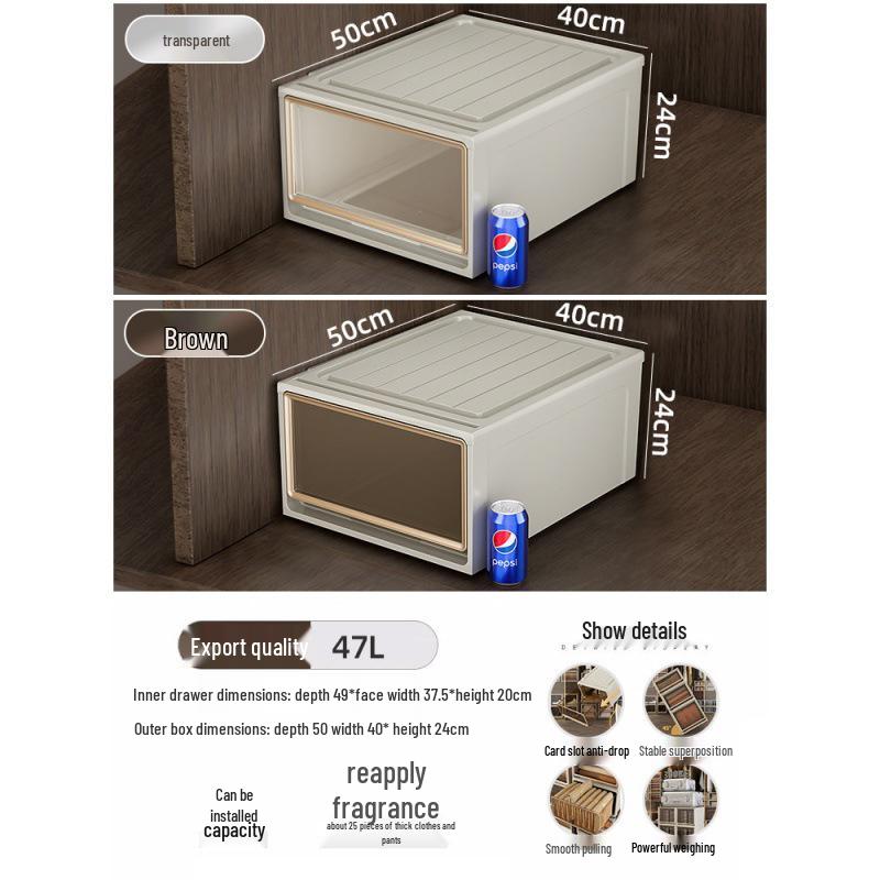 Transparent Plastic Drawer Storage Box – Large Capacity Clothing Organizer